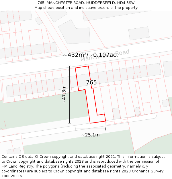 765, MANCHESTER ROAD, HUDDERSFIELD, HD4 5SW: Plot and title map