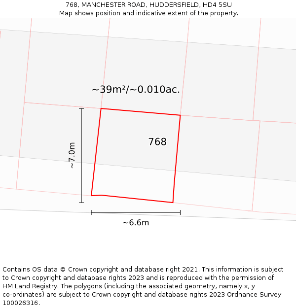 768, MANCHESTER ROAD, HUDDERSFIELD, HD4 5SU: Plot and title map
