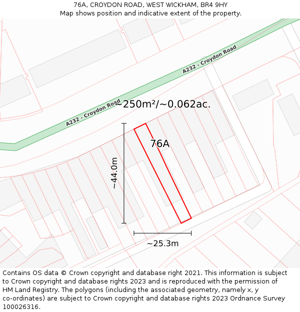 76A, CROYDON ROAD, WEST WICKHAM, BR4 9HY: Plot and title map