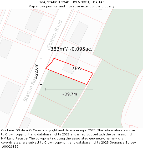 76A, STATION ROAD, HOLMFIRTH, HD9 1AE: Plot and title map