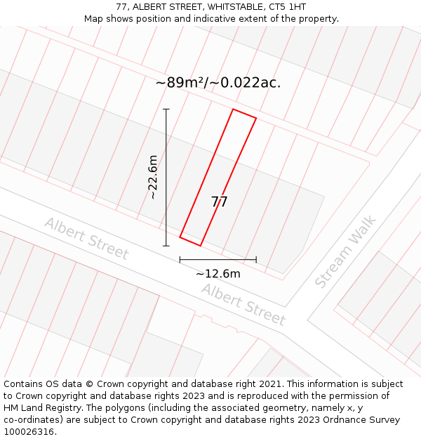 77, ALBERT STREET, WHITSTABLE, CT5 1HT: Plot and title map