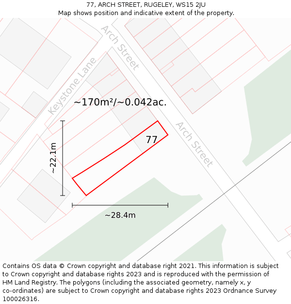 77, ARCH STREET, RUGELEY, WS15 2JU: Plot and title map