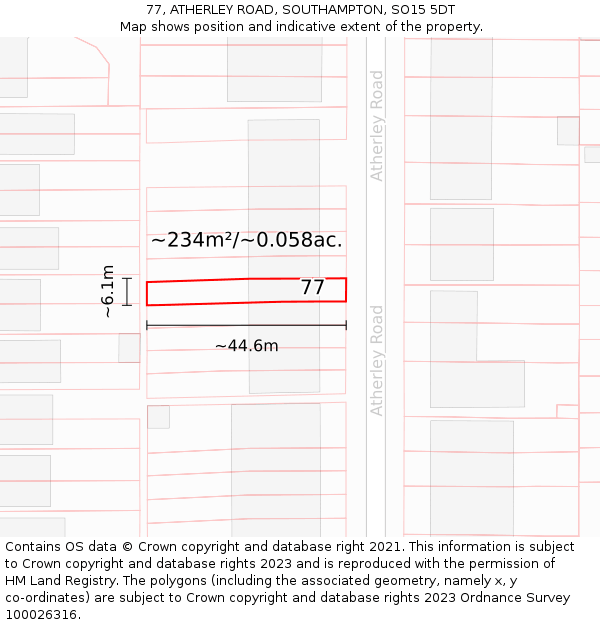 77, ATHERLEY ROAD, SOUTHAMPTON, SO15 5DT: Plot and title map