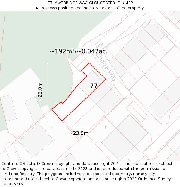 77, AWEBRIDGE WAY, GLOUCESTER, GL4 4FP: Plot and title map