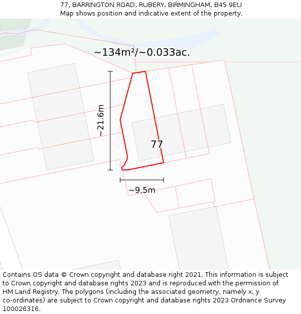 77, BARRINGTON ROAD, RUBERY, BIRMINGHAM, B45 9EU: Plot and title map