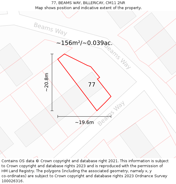 77, BEAMS WAY, BILLERICAY, CM11 2NR: Plot and title map
