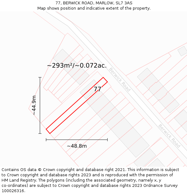 77, BERWICK ROAD, MARLOW, SL7 3AS: Plot and title map