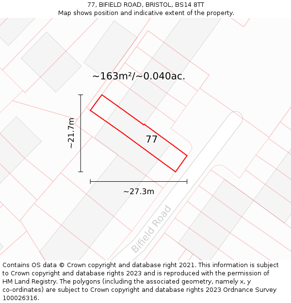 77, BIFIELD ROAD, BRISTOL, BS14 8TT: Plot and title map