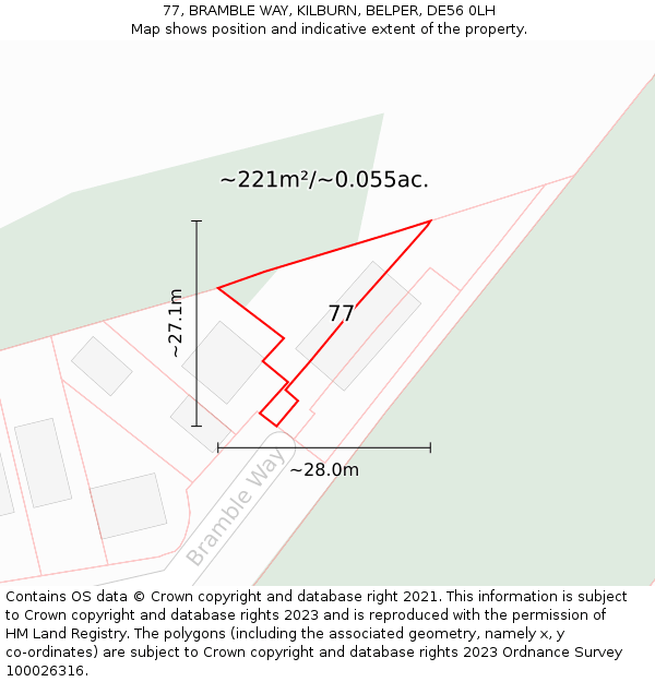 77, BRAMBLE WAY, KILBURN, BELPER, DE56 0LH: Plot and title map