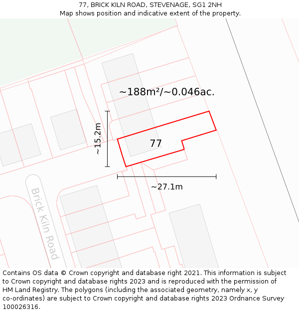 77, BRICK KILN ROAD, STEVENAGE, SG1 2NH: Plot and title map