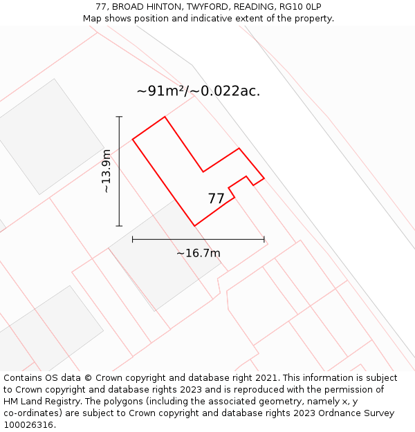 77, BROAD HINTON, TWYFORD, READING, RG10 0LP: Plot and title map