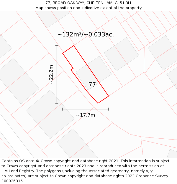 77, BROAD OAK WAY, CHELTENHAM, GL51 3LL: Plot and title map