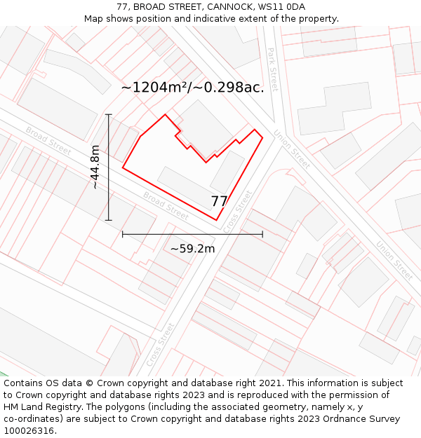 77, BROAD STREET, CANNOCK, WS11 0DA: Plot and title map