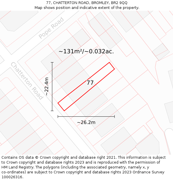 77, CHATTERTON ROAD, BROMLEY, BR2 9QQ: Plot and title map