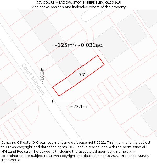 77, COURT MEADOW, STONE, BERKELEY, GL13 9LR: Plot and title map