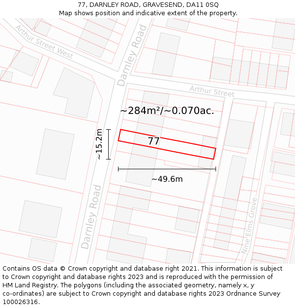 77, DARNLEY ROAD, GRAVESEND, DA11 0SQ: Plot and title map