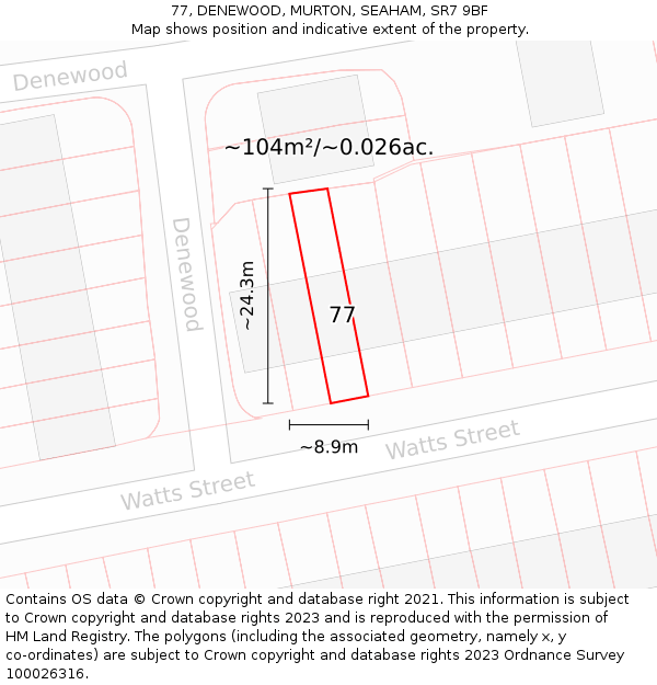 77, DENEWOOD, MURTON, SEAHAM, SR7 9BF: Plot and title map