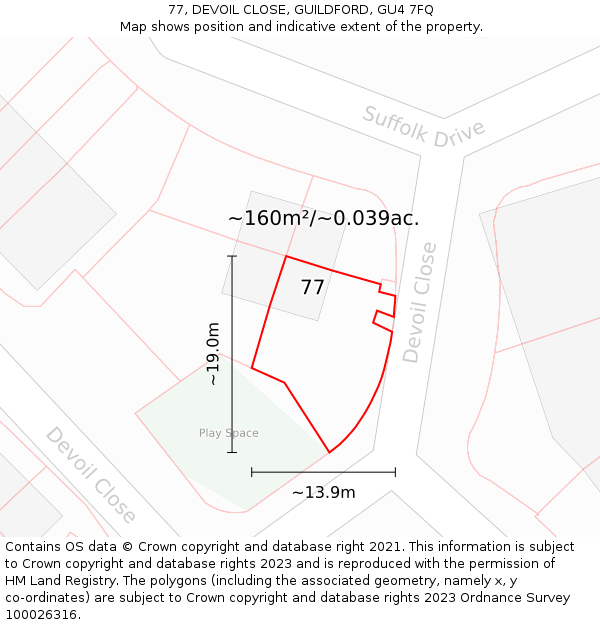 77, DEVOIL CLOSE, GUILDFORD, GU4 7FQ: Plot and title map
