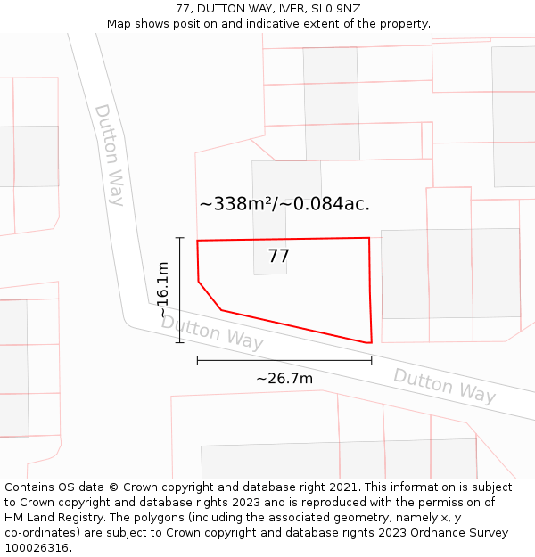 77, DUTTON WAY, IVER, SL0 9NZ: Plot and title map
