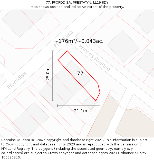 77, FFORDDISA, PRESTATYN, LL19 8DY: Plot and title map
