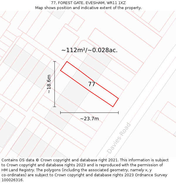 77, FOREST GATE, EVESHAM, WR11 1XZ: Plot and title map