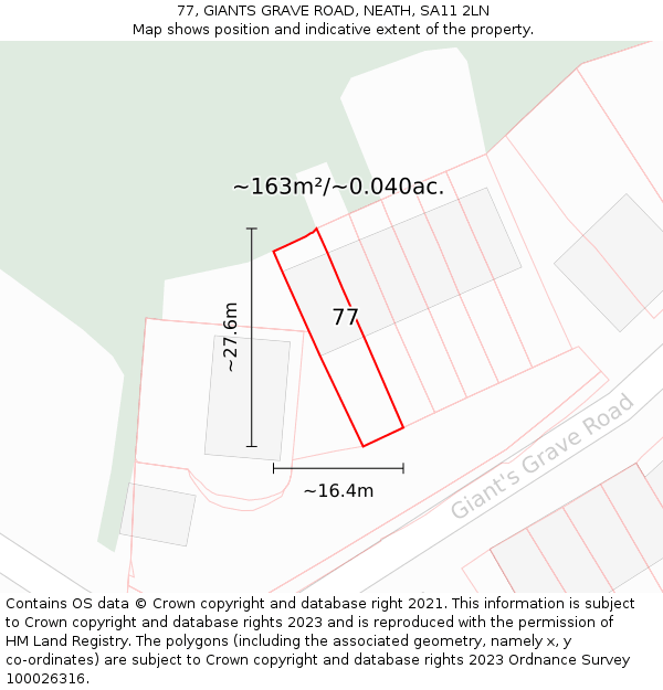 77, GIANTS GRAVE ROAD, NEATH, SA11 2LN: Plot and title map