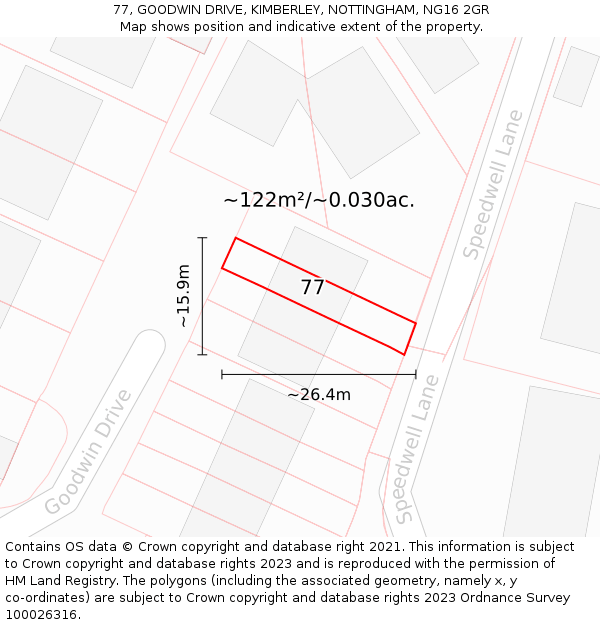77, GOODWIN DRIVE, KIMBERLEY, NOTTINGHAM, NG16 2GR: Plot and title map