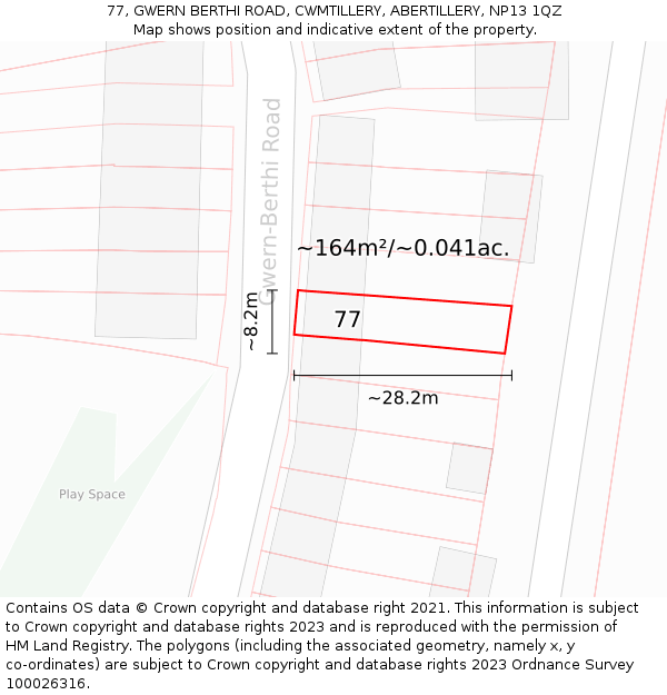 77, GWERN BERTHI ROAD, CWMTILLERY, ABERTILLERY, NP13 1QZ: Plot and title map