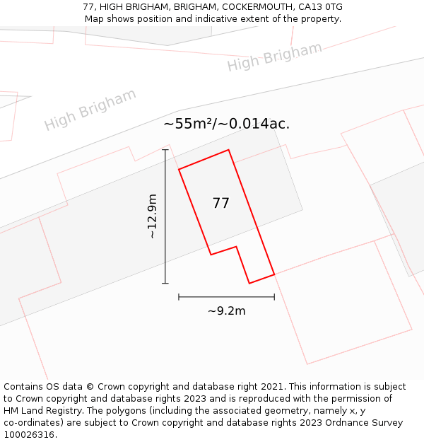 77, HIGH BRIGHAM, BRIGHAM, COCKERMOUTH, CA13 0TG: Plot and title map
