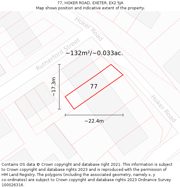 77, HOKER ROAD, EXETER, EX2 5JA: Plot and title map