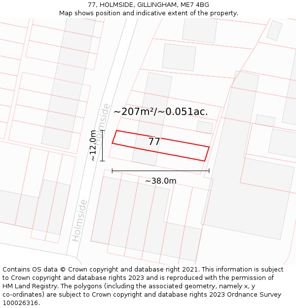 77, HOLMSIDE, GILLINGHAM, ME7 4BG: Plot and title map