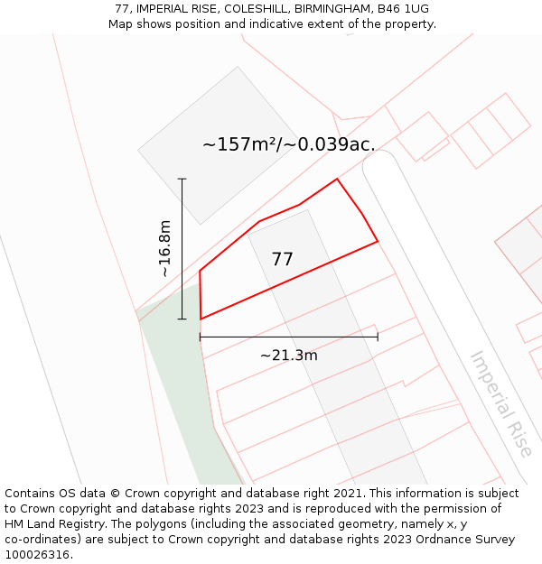 77, IMPERIAL RISE, COLESHILL, BIRMINGHAM, B46 1UG: Plot and title map