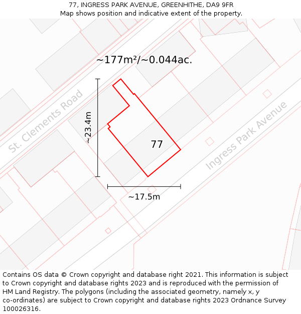 77, INGRESS PARK AVENUE, GREENHITHE, DA9 9FR: Plot and title map