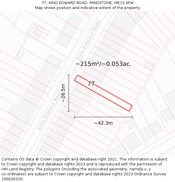 77, KING EDWARD ROAD, MAIDSTONE, ME15 6PW: Plot and title map