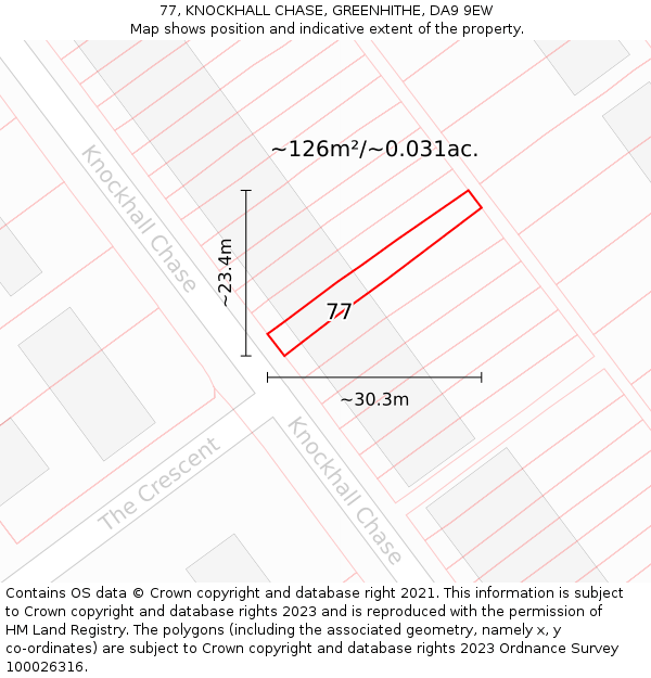 77, KNOCKHALL CHASE, GREENHITHE, DA9 9EW: Plot and title map