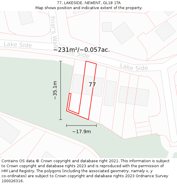 77, LAKESIDE, NEWENT, GL18 1TA: Plot and title map