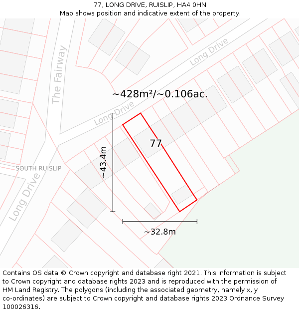 77, LONG DRIVE, RUISLIP, HA4 0HN: Plot and title map