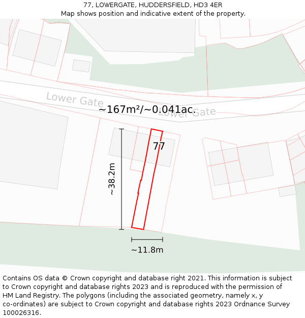 77, LOWERGATE, HUDDERSFIELD, HD3 4ER: Plot and title map