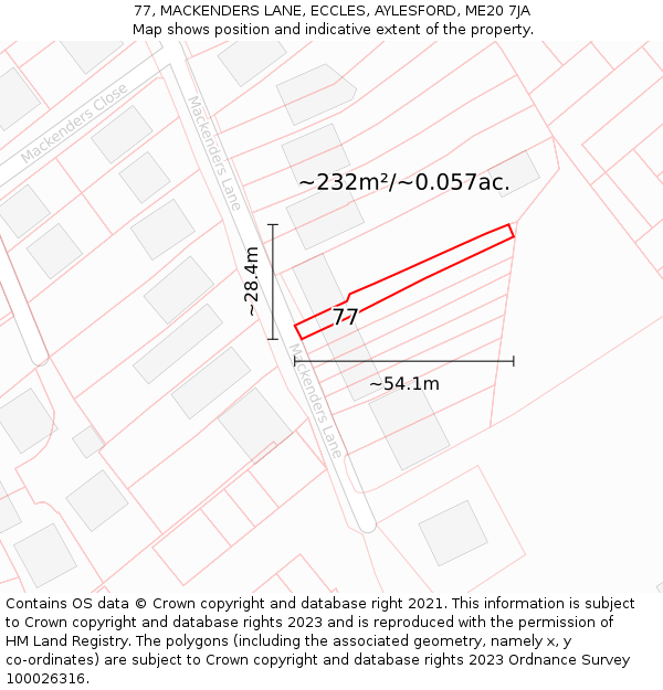 77, MACKENDERS LANE, ECCLES, AYLESFORD, ME20 7JA: Plot and title map