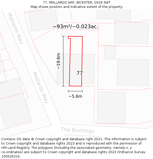 77, MALLARDS WAY, BICESTER, OX26 6WT: Plot and title map