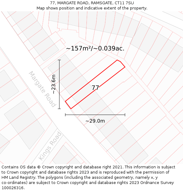 77, MARGATE ROAD, RAMSGATE, CT11 7SU: Plot and title map