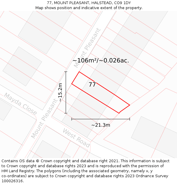 77, MOUNT PLEASANT, HALSTEAD, CO9 1DY: Plot and title map