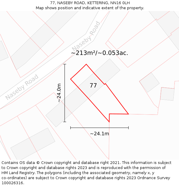 77, NASEBY ROAD, KETTERING, NN16 0LH: Plot and title map
