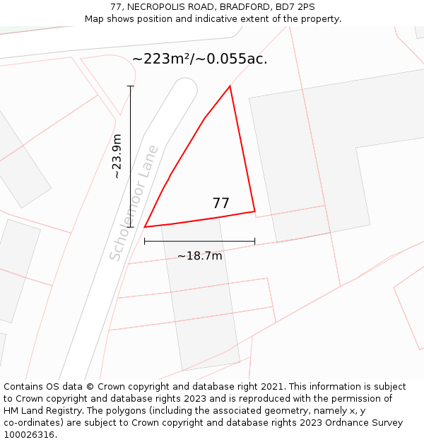 77, NECROPOLIS ROAD, BRADFORD, BD7 2PS: Plot and title map