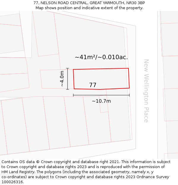 77, NELSON ROAD CENTRAL, GREAT YARMOUTH, NR30 3BP: Plot and title map