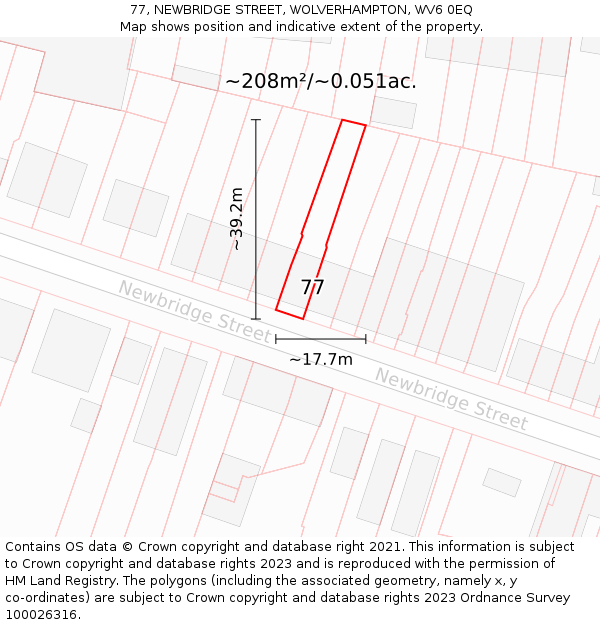 77, NEWBRIDGE STREET, WOLVERHAMPTON, WV6 0EQ: Plot and title map