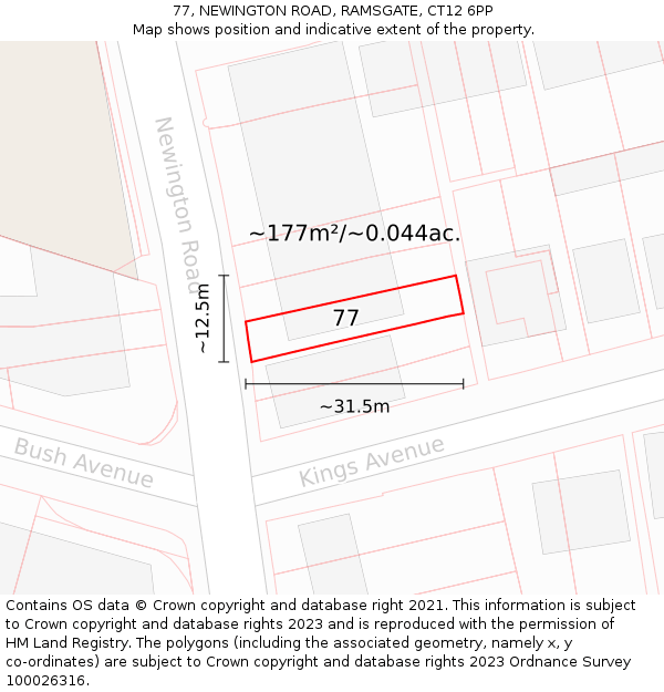 77, NEWINGTON ROAD, RAMSGATE, CT12 6PP: Plot and title map