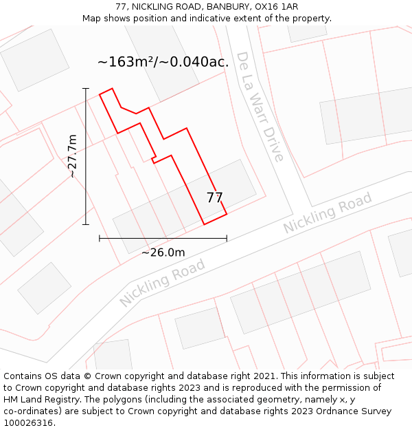 77, NICKLING ROAD, BANBURY, OX16 1AR: Plot and title map