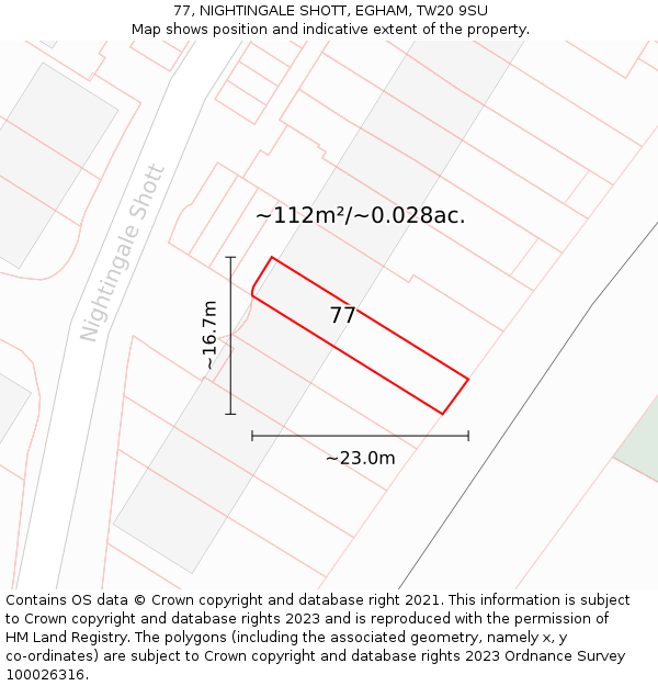 77, NIGHTINGALE SHOTT, EGHAM, TW20 9SU: Plot and title map