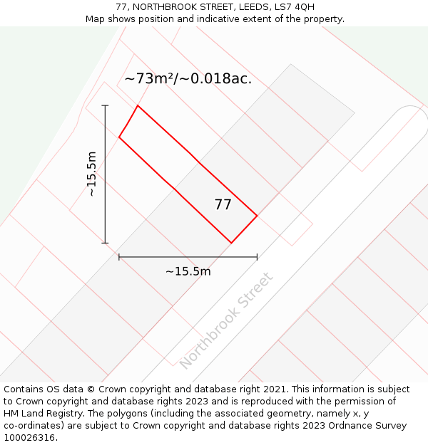 77, NORTHBROOK STREET, LEEDS, LS7 4QH: Plot and title map